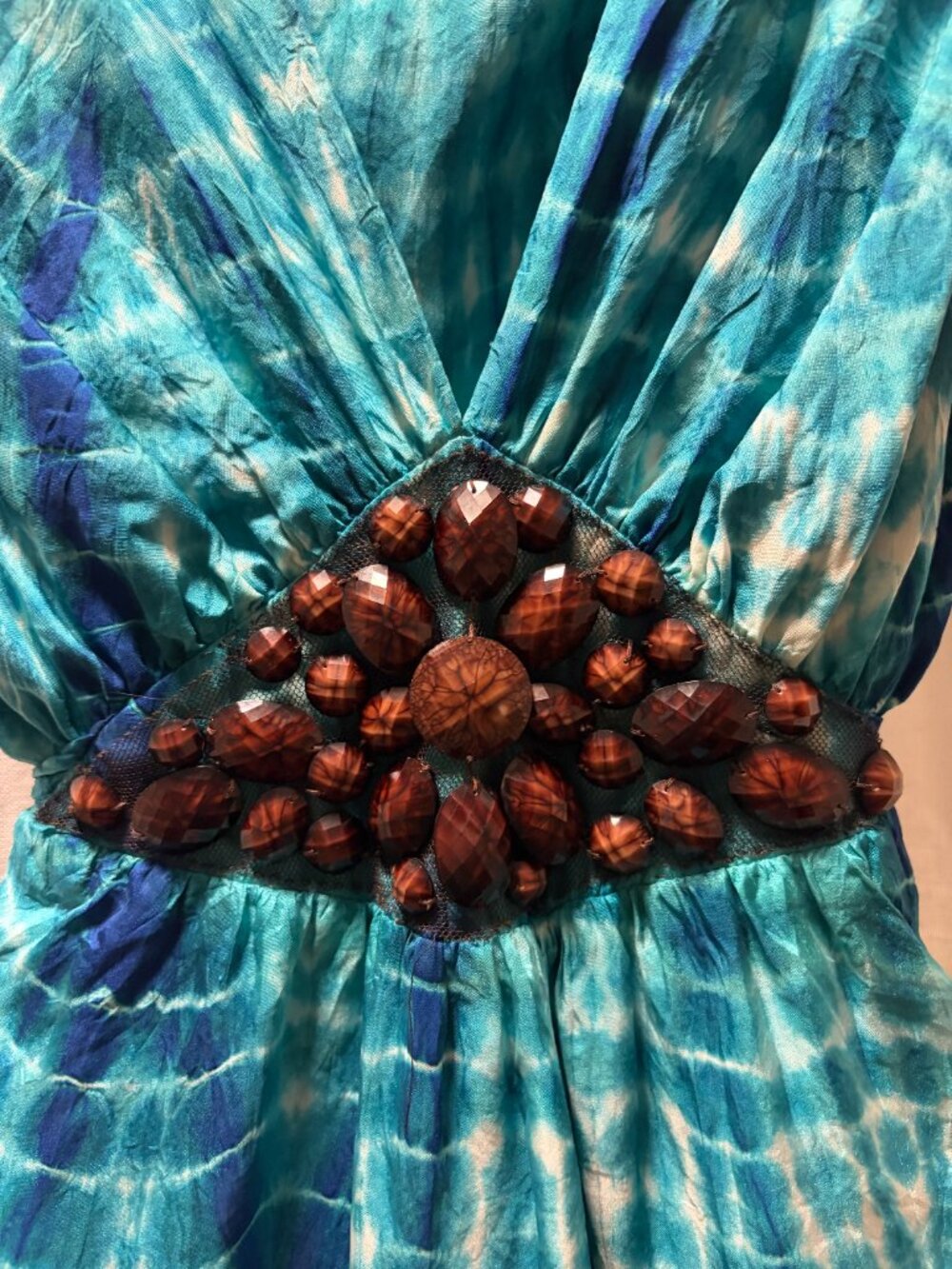 Velvet by Graham & Spencer — "Beaded Tie-Dye" 100% Silk Cocktail Dress (S) - Picture 2 of 3